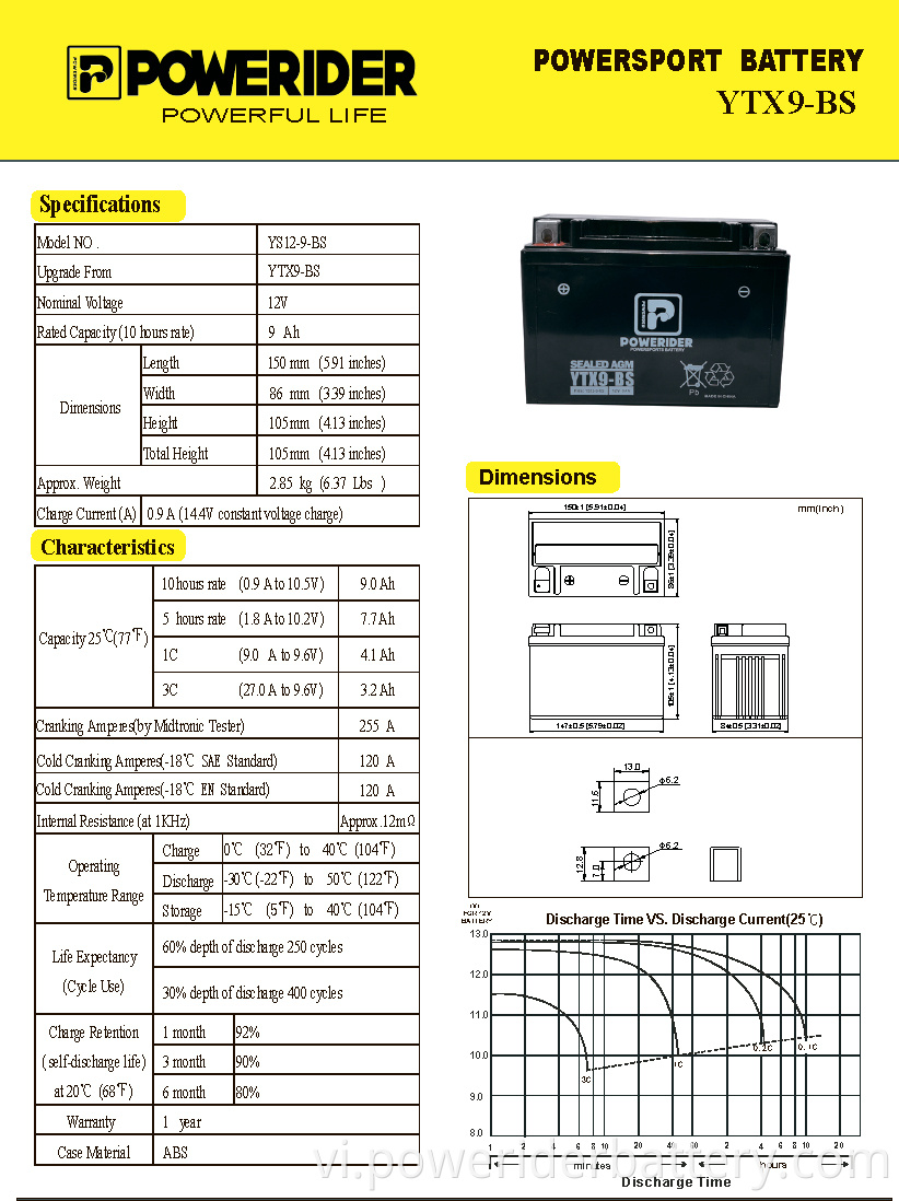 Bảo trì miễn phí với pin axit Maintenance free with acid battery